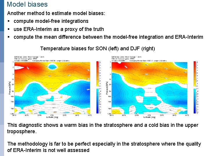 Model biases Another method to estimate model biases: § compute model-free integrations § use
