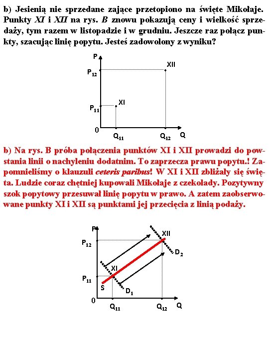 b) Jesienią nie sprzedane zające przetopiono na święte Mikołaje. Punkty XI i XII na