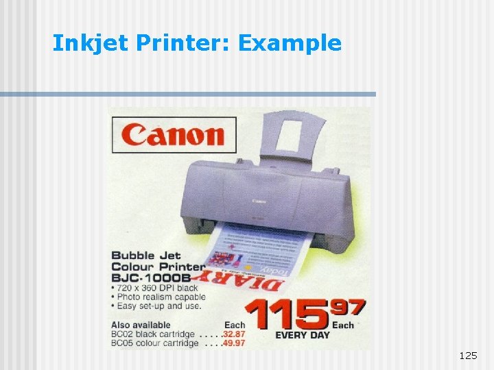 Inkjet Printer: Example 125 Inkjet Printer: Example 125
