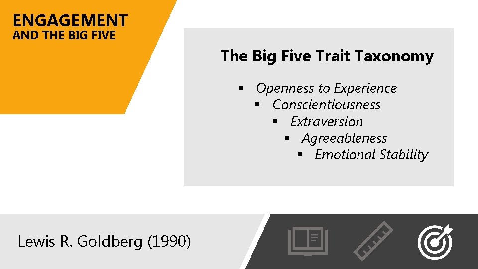 ENGAGEMENT AND THE BIG FIVE The Big Five Trait Taxonomy § Openness to Experience