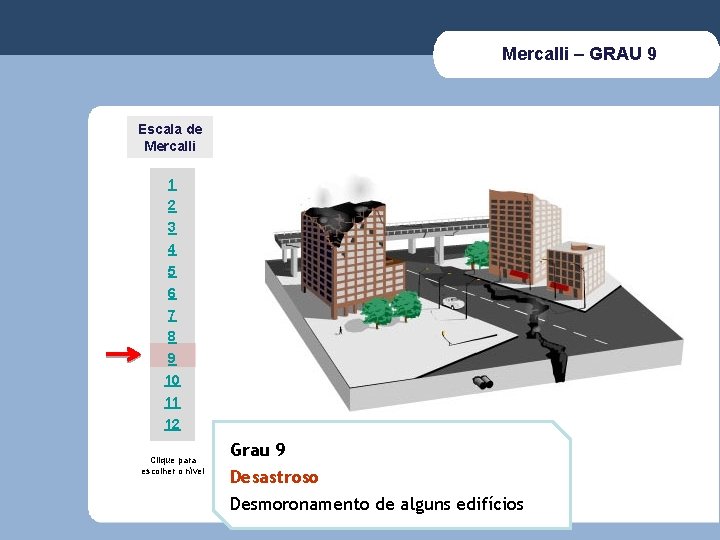 Mercalli – GRAU 9 Escala de Mercalli 1 2 3 4 5 6 7