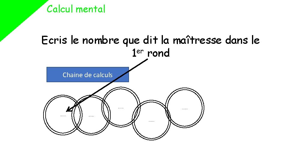 Calcul mental Ecris le nombre que dit la maîtresse dans le 1 er rond