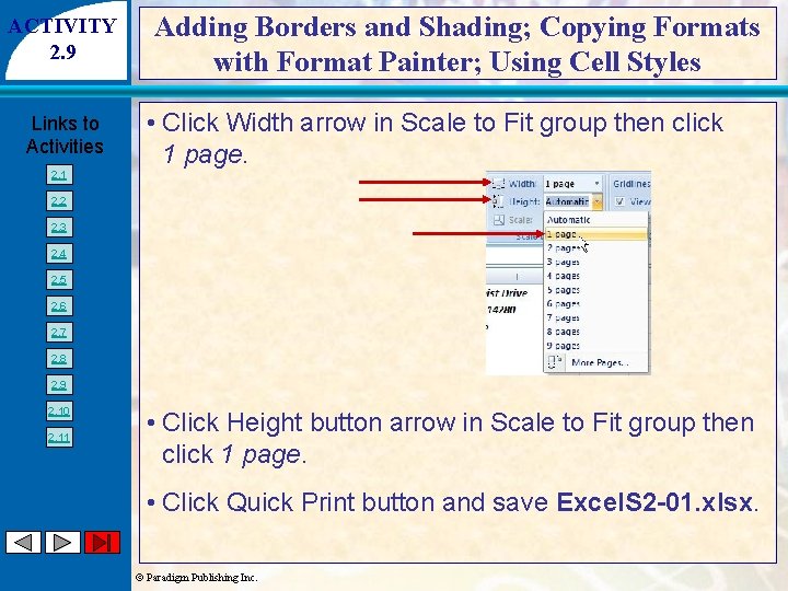 ACTIVITY 2. 9 Links to Activities 2. 1 Adding Borders and Shading; Copying Formats