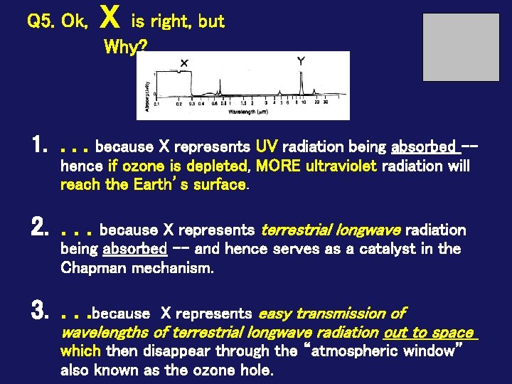 Q 5. Ok, X is right, but Why? 1. . because X represents UV