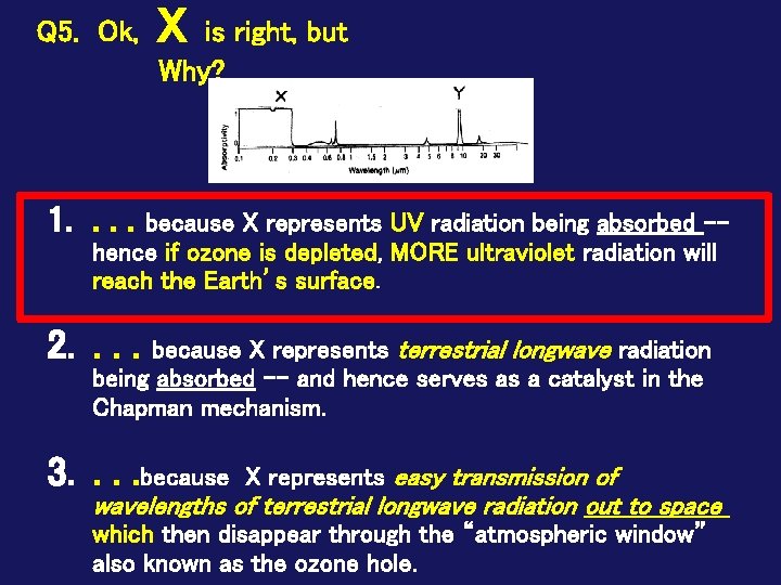 Q 5. Ok, X is right, but Why? 1. . because X represents UV