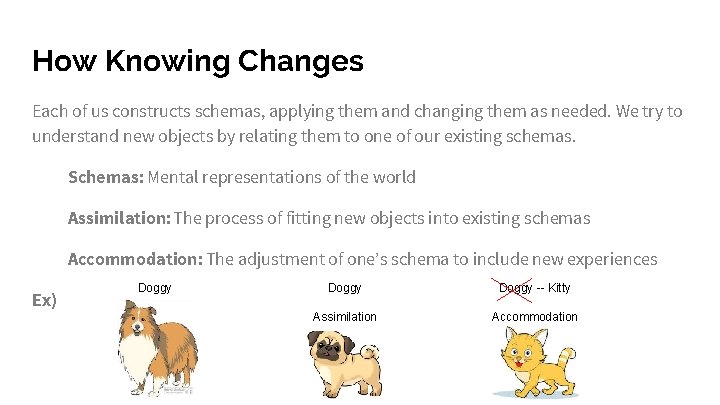 How Knowing Changes Each of us constructs schemas, applying them and changing them as