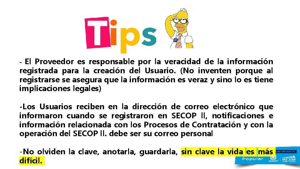  - El Proveedor es responsable por la veracidad de la información registrada para