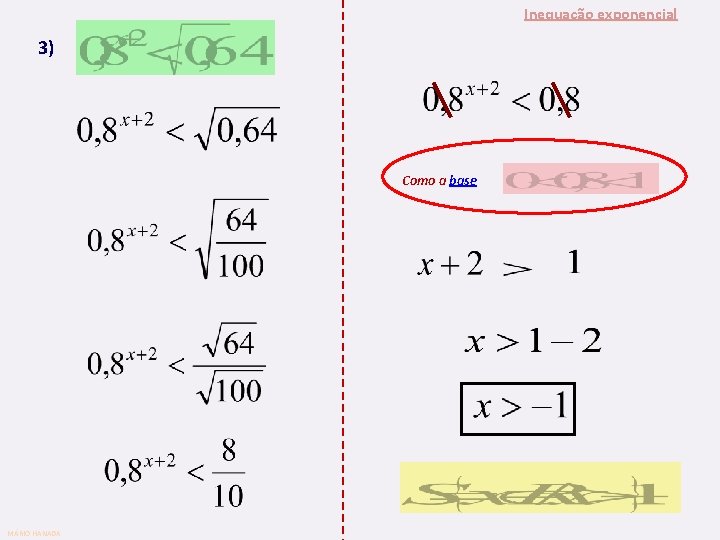 Inequação exponencial 3) Como a base MÁRIO HANADA 