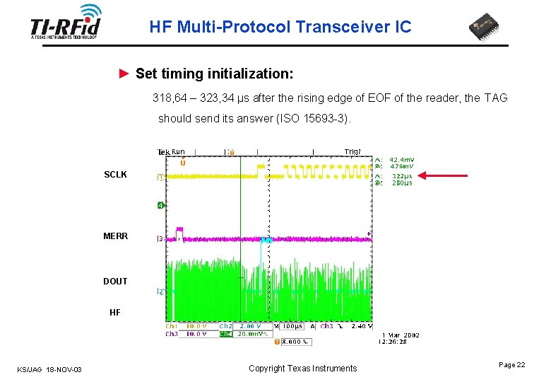 HF Multi-Protocol Transceiver IC ► Set timing initialization: 318, 64 – 323, 34 µs