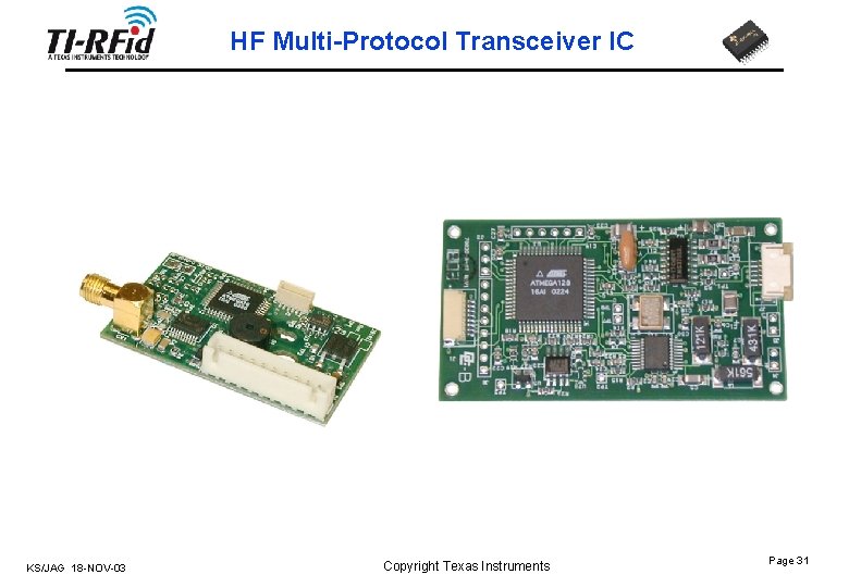 HF Multi-Protocol Transceiver IC KS/JAG 18 -NOV-03 Copyright Texas Instruments Page 31 