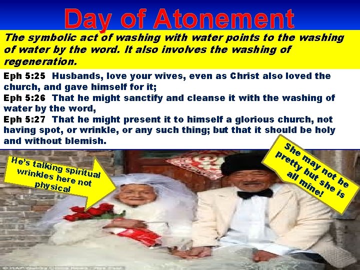 Day of Atonement The symbolic act of washing with water points to the washing