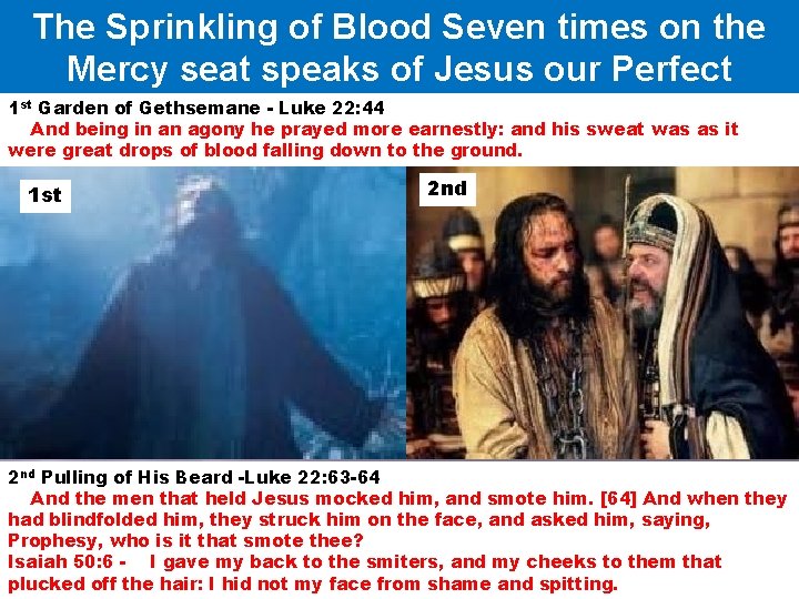 The Sprinkling of Blood Seven times on the Mercy seat speaks of Jesus our