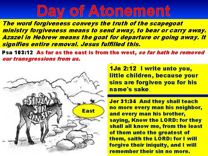 Day of Atonement The word forgiveness conveys the truth of the scapegoat ministry forgiveness