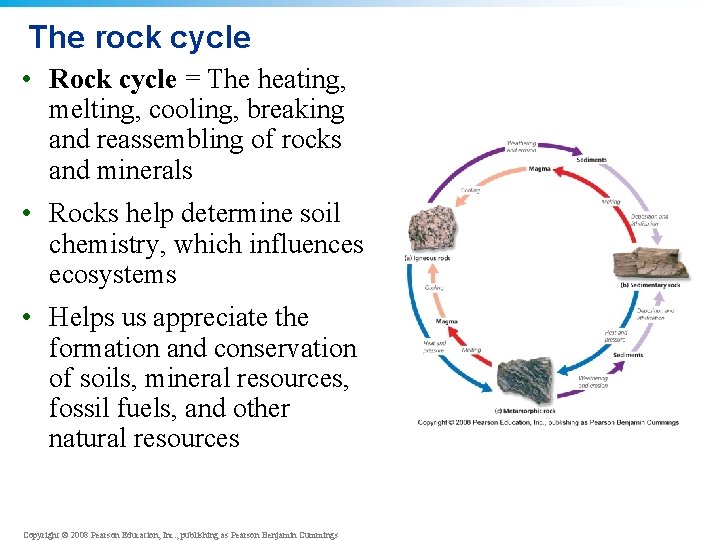 The rock cycle • Rock cycle = The heating, melting, cooling, breaking and reassembling