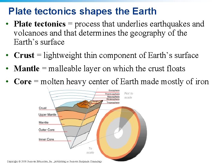 Plate tectonics shapes the Earth • Plate tectonics = process that underlies earthquakes and