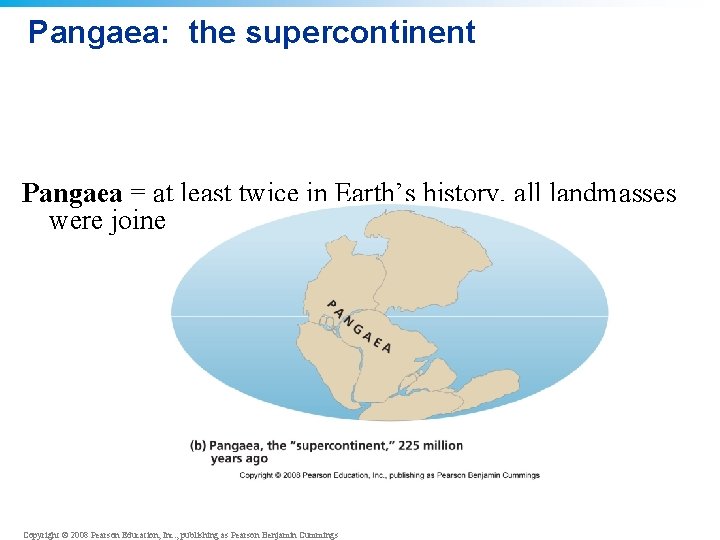 Pangaea: the supercontinent Pangaea = at least twice in Earth’s history, all landmasses were