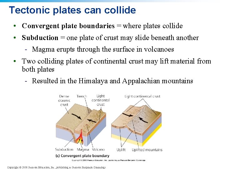 Tectonic plates can collide • Convergent plate boundaries = where plates collide • Subduction