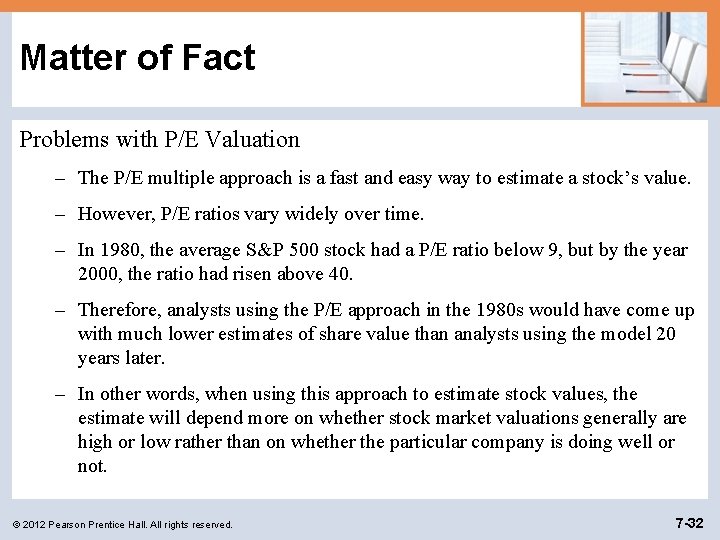 Matter of Fact Problems with P/E Valuation – The P/E multiple approach is a
