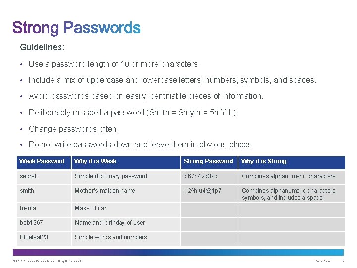 Guidelines: • Use a password length of 10 or more characters. • Include a