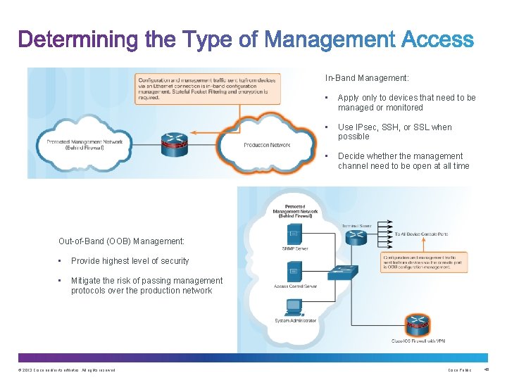 In-Band Management: • Apply only to devices that need to be managed or monitored