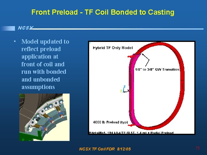 Front Preload - TF Coil Bonded to Casting NCSX • Model updated to reflect