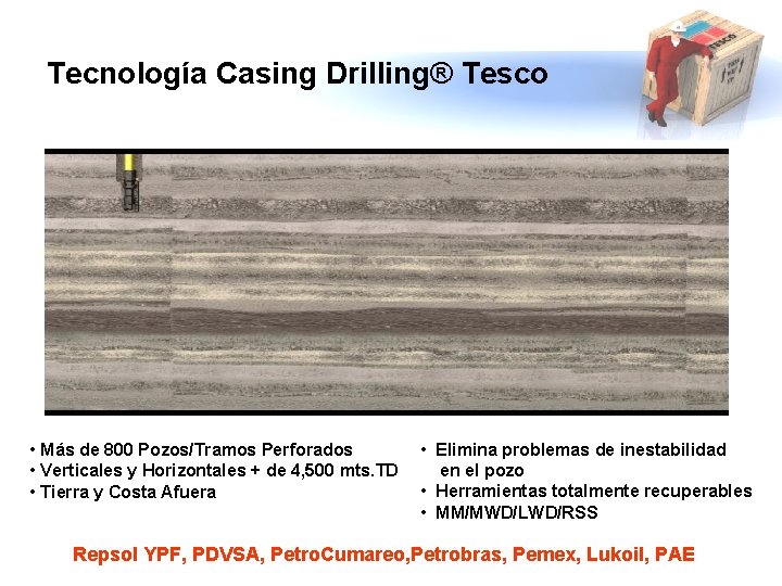 Tecnología Casing Drilling® Tesco • Más de 800 Pozos/Tramos Perforados • Verticales y Horizontales