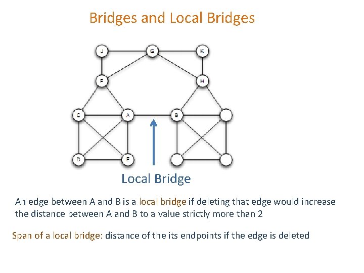 Bridges and Local Bridges Local Bridge An edge between A and B is a
