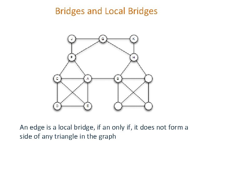 Bridges and Local Bridges An edge is a local bridge, if an only if,