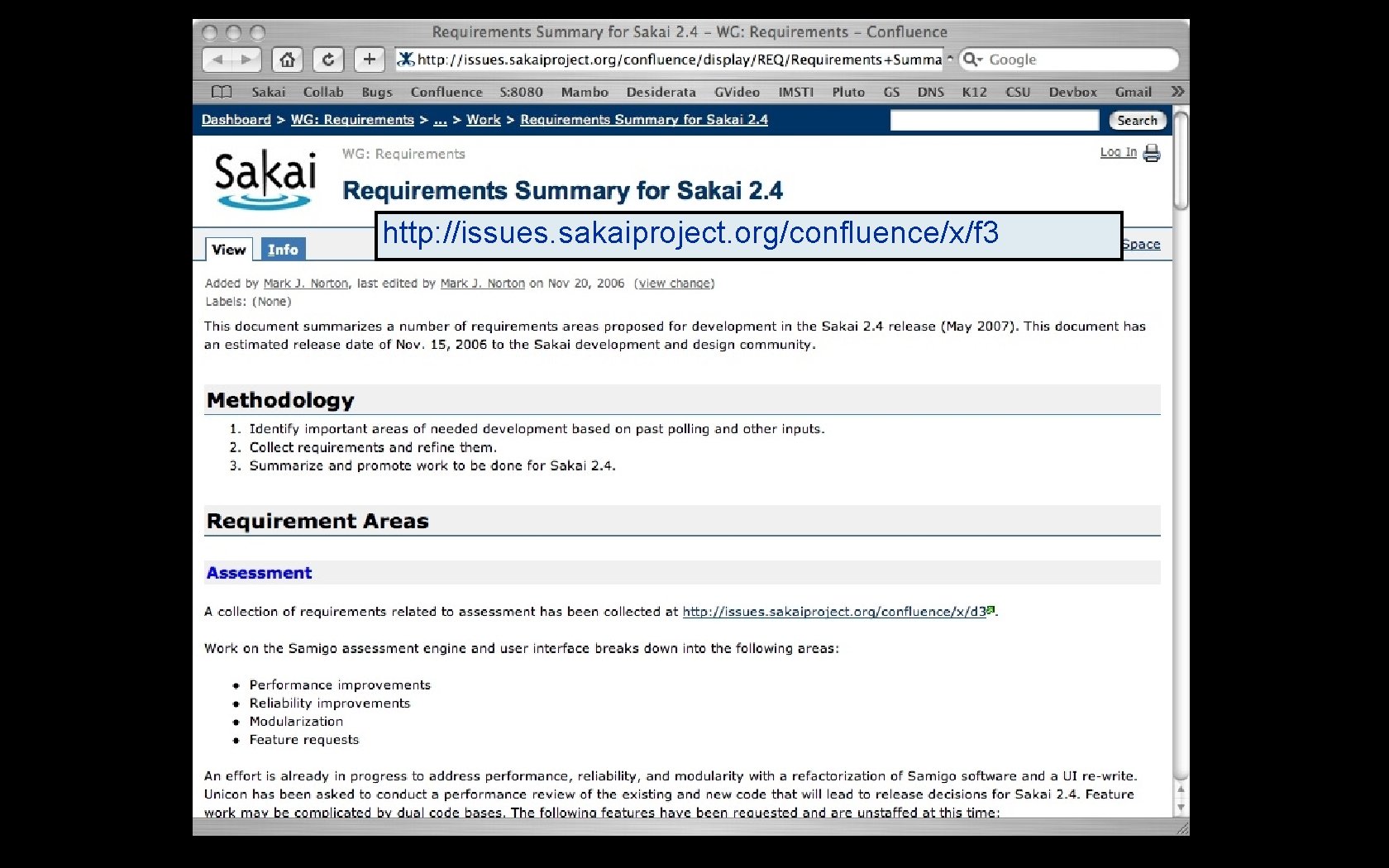 http: //issues. sakaiproject. org/confluence/x/f 3 