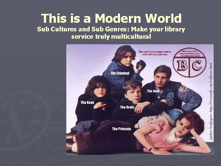 This is a Modern World Sub Cultures and Sub Genres: Make your library service