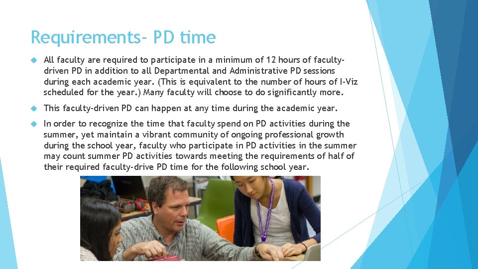 Requirements- PD time All faculty are required to participate in a minimum of 12
