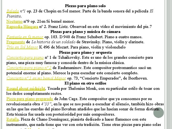 Piezas para piano solo Balada nº 1 op. 23 de Chopin en Sol menor. Piezas para piano solo Balada nº 1 op. 23 de Chopin en Sol menor.