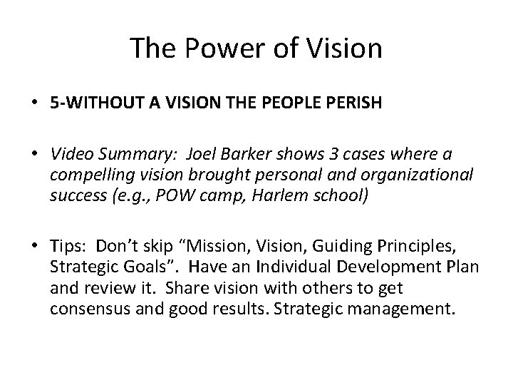 The Power of Vision • 5 -WITHOUT A VISION THE PEOPLE PERISH • Video