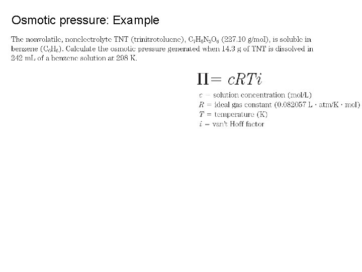 Osmotic pressure: Example 