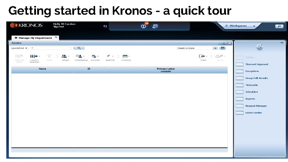 Getting started in Kronos - a quick tour 