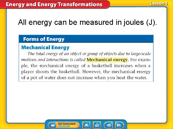 All energy can be measured in joules (J). 