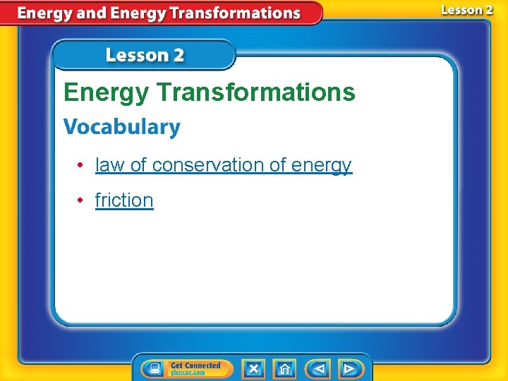 Energy Transformations • law of conservation of energy • friction 