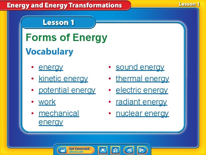 Forms of Energy • • • energy kinetic energy potential energy work mechanical energy