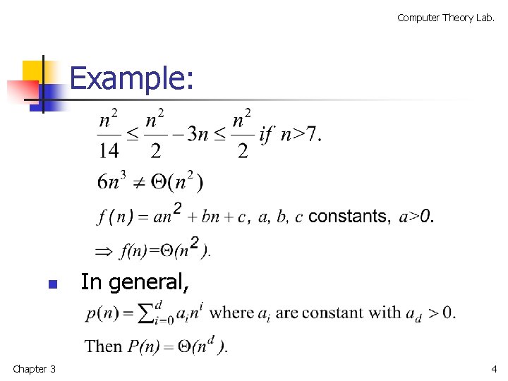 Computer Theory Lab. Example: n Chapter 3 In general, 4 