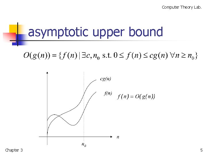 Computer Theory Lab. asymptotic upper bound Chapter 3 5 