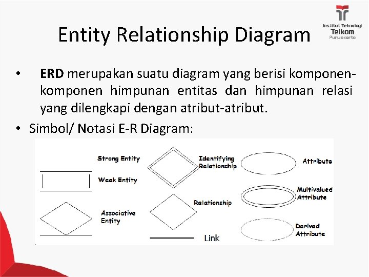 Entity Relationship Diagram ERD merupakan suatu diagram yang berisi komponen himpunan entitas dan himpunan