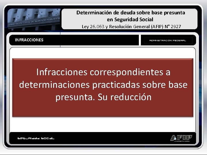 Determinación de deuda sobre base presunta en Seguridad Social Ley 26. 063 y Resolución