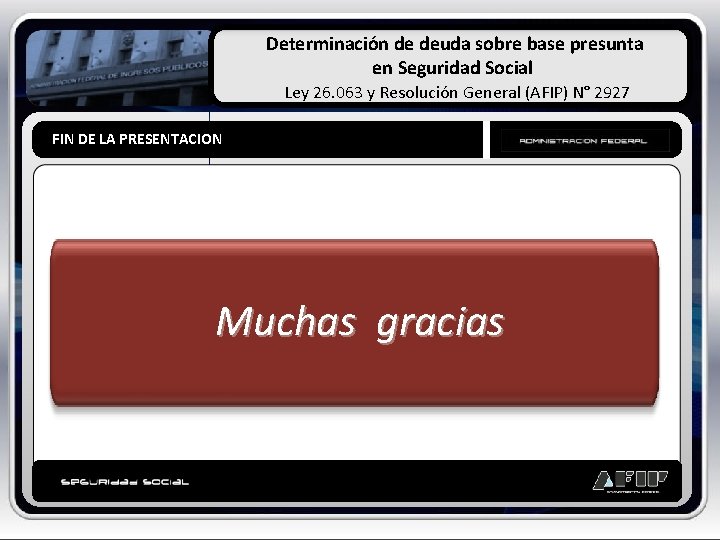 Determinación de deuda sobre base presunta en Seguridad Social Ley 26. 063 y Resolución