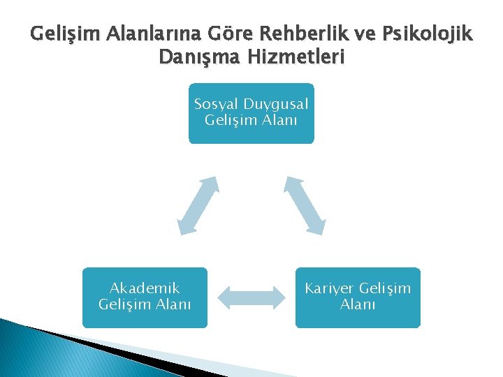 Gelişim Alanlarına Göre Rehberlik ve Psikolojik Danışma Hizmetleri Sosyal Duygusal Gelişim Alanı Akademik Gelişim