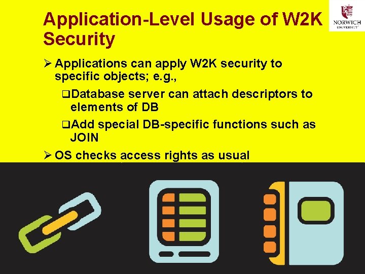 Application-Level Usage of W 2 K Security Ø Applications can apply W 2 K