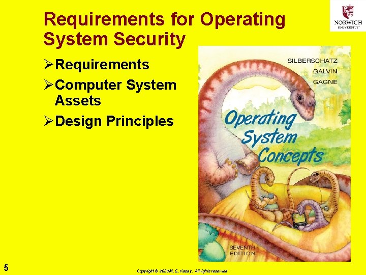 Requirements for Operating System Security ØRequirements ØComputer System Assets ØDesign Principles 5 Copyright ©