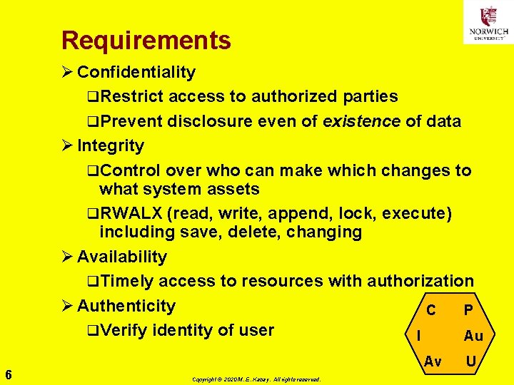 Requirements Ø Confidentiality q. Restrict access to authorized parties q. Prevent disclosure even of