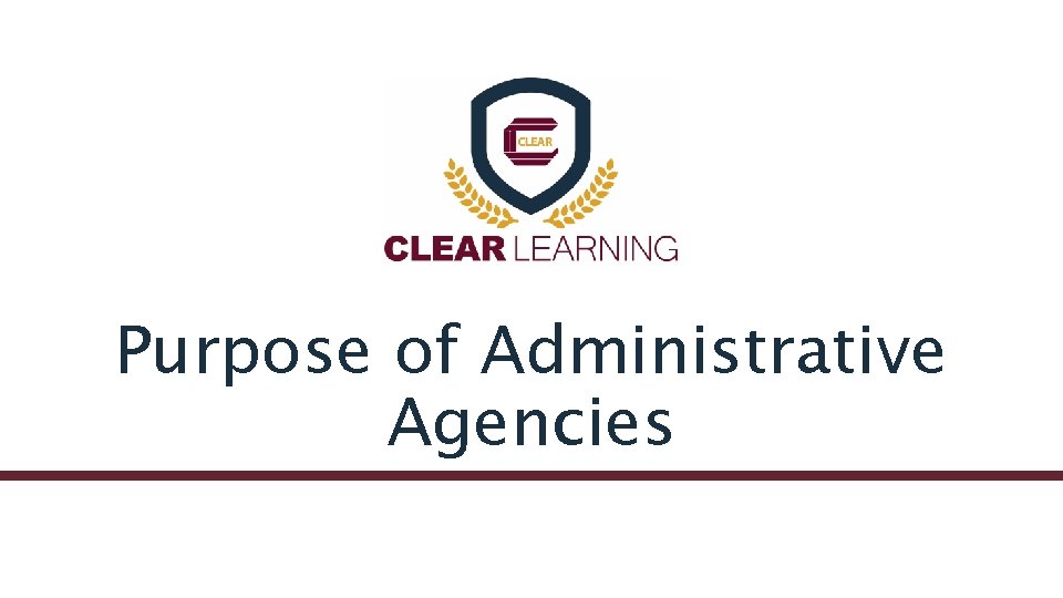 Purpose of Administrative Agencies 
