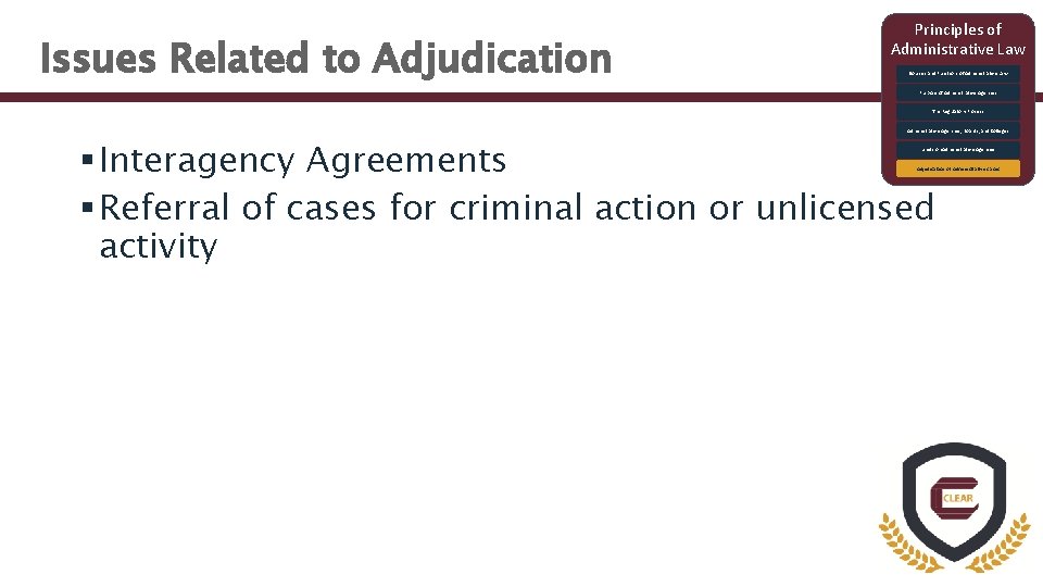 Issues Related to Adjudication Principles of Administrative Law Sources and Functions of Administrative Law