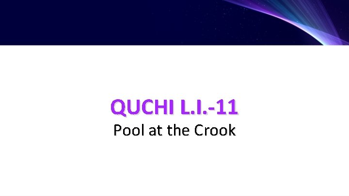 QUCHI L. I. -11 Pool at the Crook 